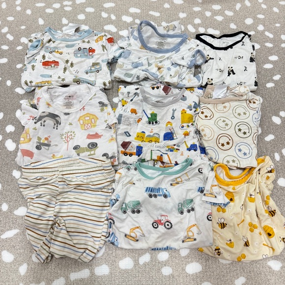 Lot of 15 Bamboo pajamas set short sleeve tee play toddler boyanimals vehicles